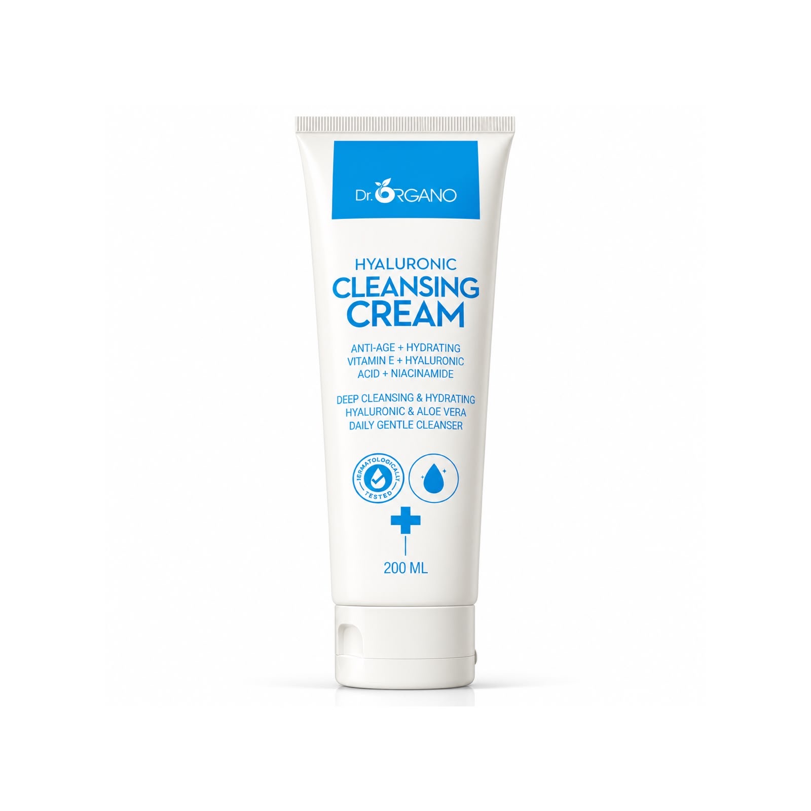 DR. ORGANO HYALURONIC CLEANSING CREAM 200ml دكتور أورگانو غسول كريمي منظف للبشرة بخلاصة حمض الهيالورونيك والالوڤيرا
