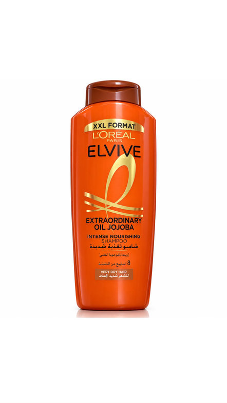 L'ORÉAL PARIS ELVIVE EXTRAORDINARY OIL JOJOBA INTENSE NOURISHING SHAMPOO 600ml لوريال شامبو مغذي للشعر بخلاصة زيت الجوجوبا 