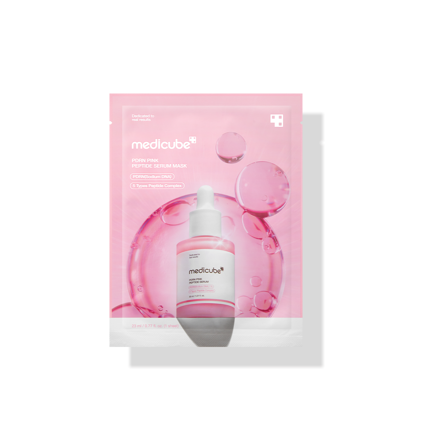 MEDICUBE PDRN Pink Peptide Ampoule Sheet Mask (1 Sheet x 23ml) ميديكيوب ماسك ورقي يمنح البشرة ترطيب ويعزز الاشراقة