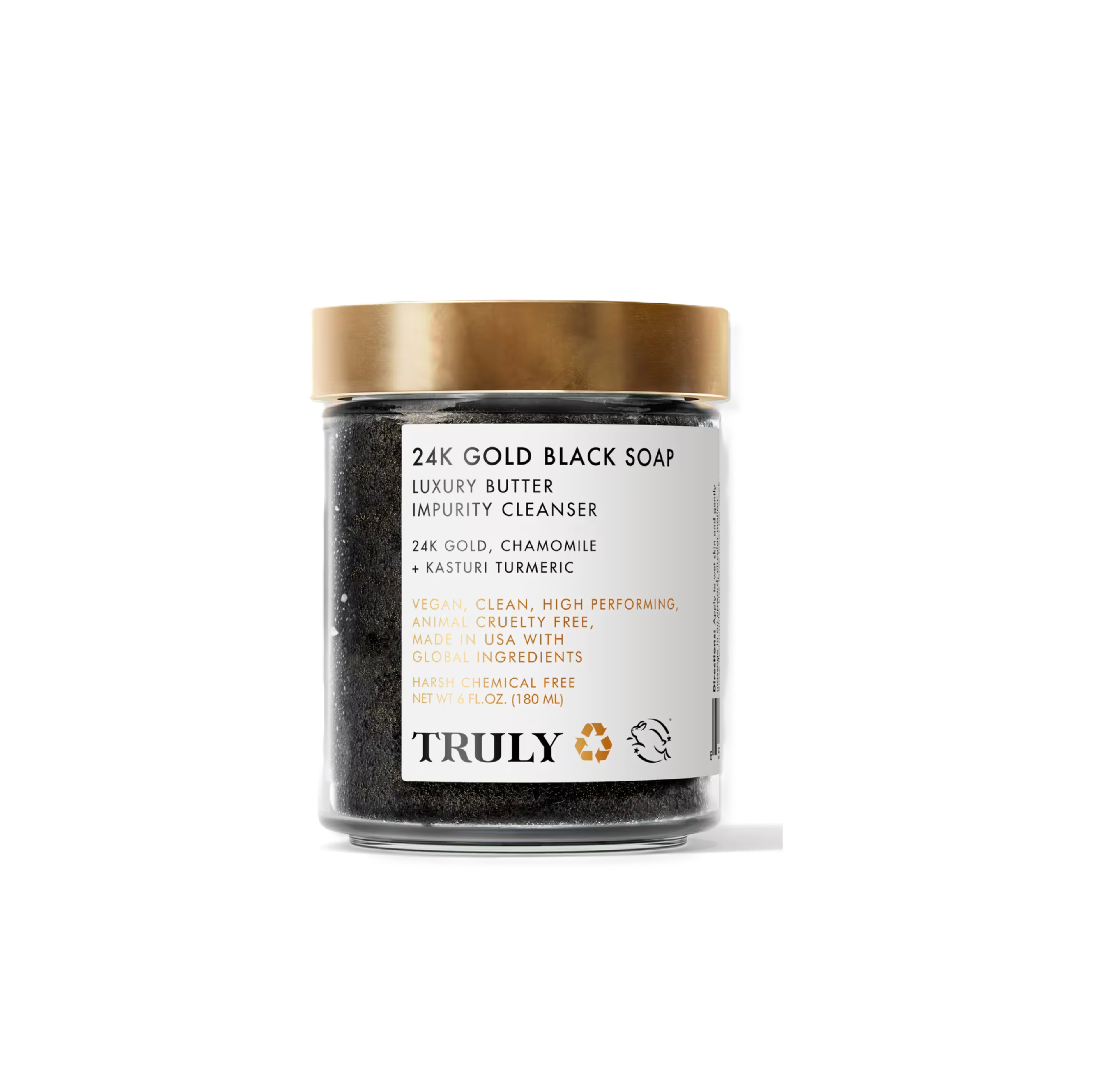 TRULY 24K Gold Black Soap Luxury Butter Impurity Cleanser 180ml  ترولي غسول مقشر منظف للبشرة يزيل الشوائب والخلايا الميتة والدهون الزائدة غني بالصابون الأسود الأفريقي