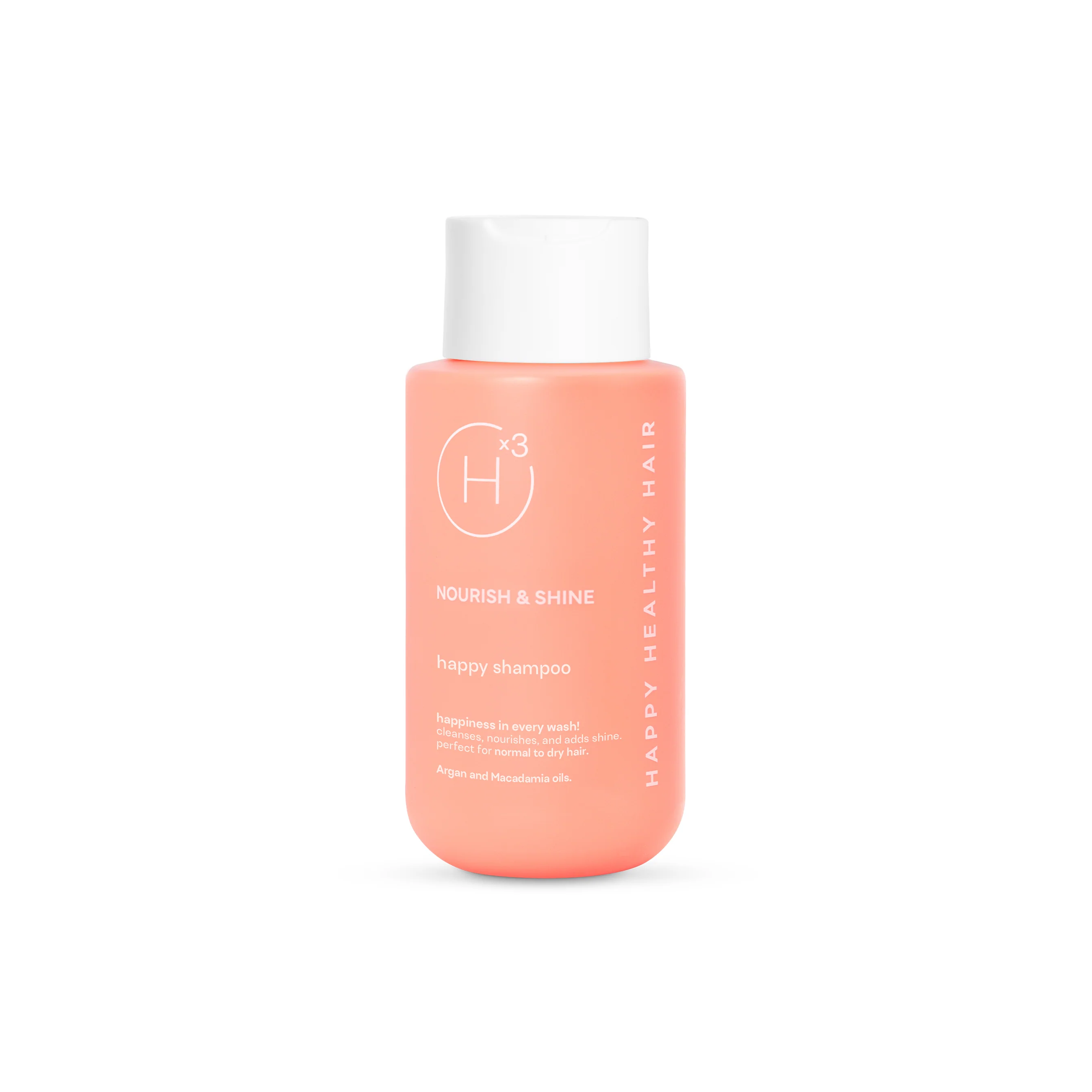 HX3 Happy Shampoo Nourish & Shine Argan and Macadamia oils 300ml شامبو يرطب الشعر ويغذيه ويمنحه لمعانا غني بزيت الأرغان وزيت المكاديميا