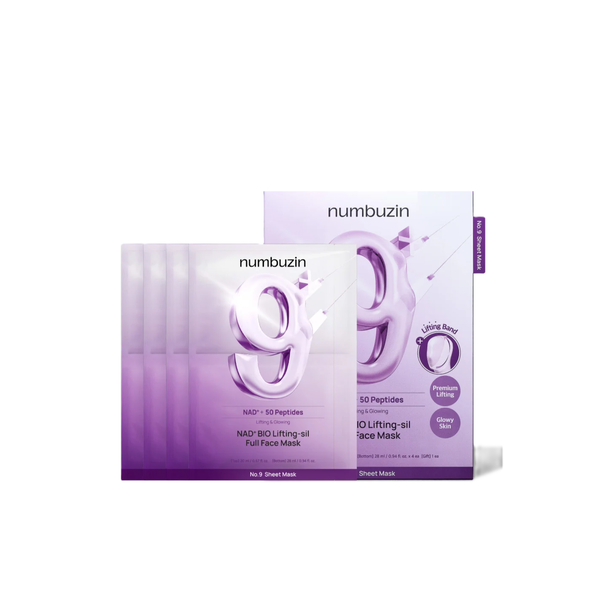 NUMBUZIN No.9 NAD+ BIO Lifting-sil Full Face Mask   نومبوزين مجموعة ماسكات ورقية مرطبة تشد نسيج البشرة وتمنحها مظهراً أكثر امتلاءً ونضارة