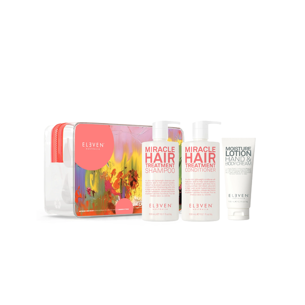 ELEVEN Miracle & Treat Trio Pack (Shampoo 300ml + Conditioner 300ml + Body Cream 100ml)  إيليڤين مجموعة متكاملة للعناية بالشعر والجسم